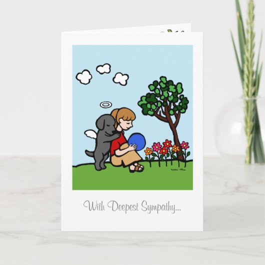 Zwarte Labrador Engel met Liefde Kaart (Voorkant)