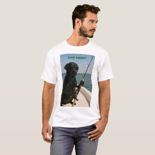 Zwarte Labrador "Gaan vissen" leuk T-shirt