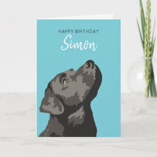 Zwarte Labrador gepersonaliseerde Happy Birthday K Kaart
