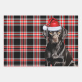 Zwarte Labrador Hond Rood Plaid Kerstmis Inpakpapier Vel (Voorkant 3)