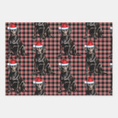Zwarte Labrador Hond Rood Plaid Kerstmis Inpakpapier Vel (Voorkant 2)