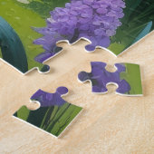 Zwarte Labrador Hond Spring Bloemen Schilderen Legpuzzel (Zijkant)