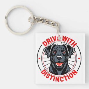 Zwarte Labrador Illustratie met Motiverende Tekst Sleutelhanger