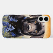 Zwarte Labrador in Bluebonnets Case-Mate iPhone Case (Achterkant (horizontaal))