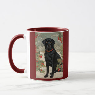 Zwarte labrador in de winter mok