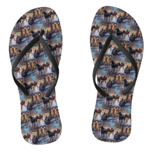 Zwarte Labrador Kerst Feestelijke Periode Teenslippers