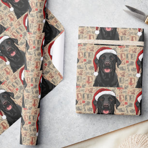 Zwarte labrador kerstcadeau verpakking cadeaupapier