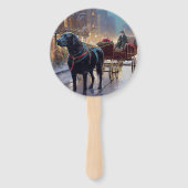 Zwarte Labrador Kerstfeest Seizoen Handwaaier (Voorkant)