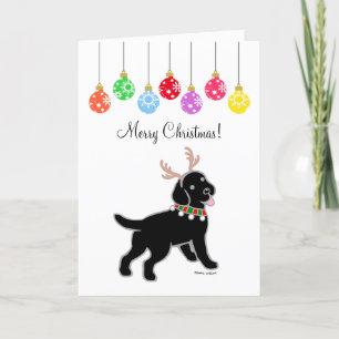 Zwarte Labrador kerstgewei en Ornamenten Feestdagen Kaart