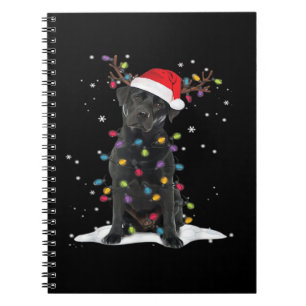Zwarte Labrador Kersthond Kerstboom Licht Klasse Notitieboek