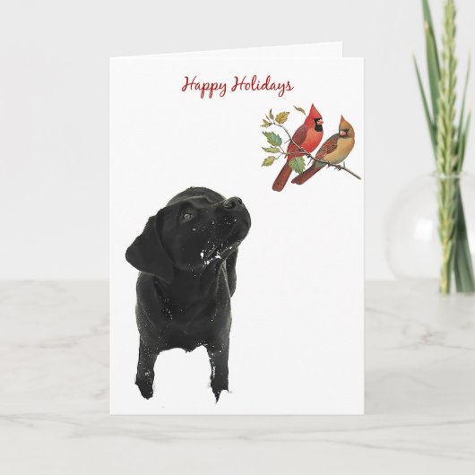 Zwarte Labrador-kerstkaart Feestdagen Kaart (Voorkant)