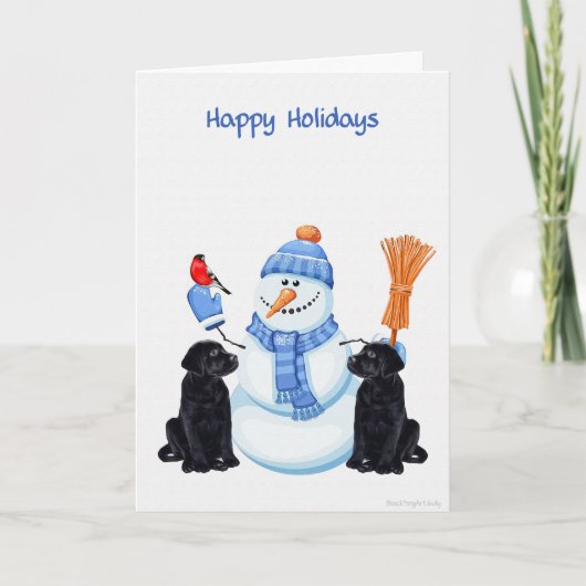 Zwarte Labrador-kerstkaart Feestdagen Kaart (Voorkant)