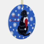 Zwarte labrador kerstkerstkerstkerstkerstkerstman keramisch ornament (Rechts)