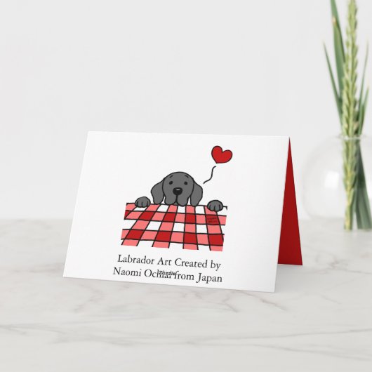 Zwarte Labrador kijkt naar je Valentijn Feestdagen Kaart (Achterkant)