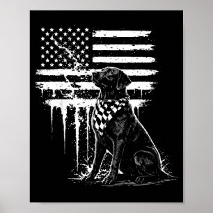 Zwarte Labrador Lab Amerikaanse Vlag Illustratie Poster