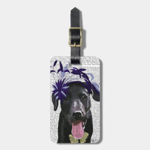 Zwarte labrador met blauw filter bagagelabel