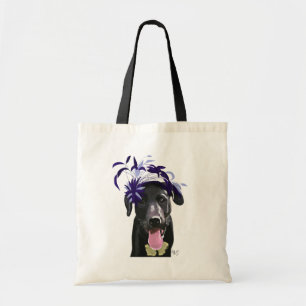 Zwarte labrador met blauw filter tote bag