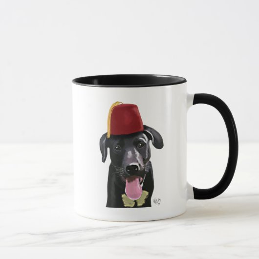 Zwarte labrador met fez mok (Rechts)