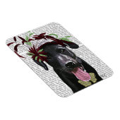 Zwarte labrador met groene fascinator magneet (Rechterzijde)