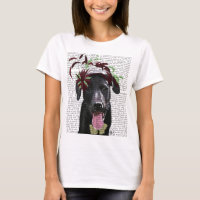 Zwarte labrador met groene fascinator