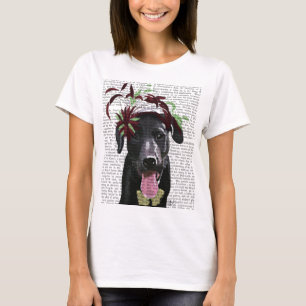 Zwarte labrador met groene fascinator t-shirt