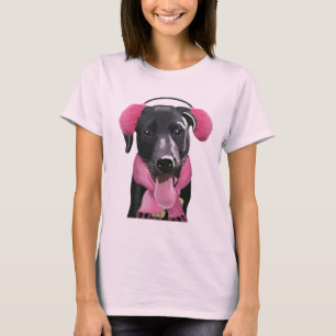Zwarte labrador met oorsnufjes t-shirt