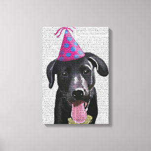 Zwarte labrador met partijPet Canvas Afdruk