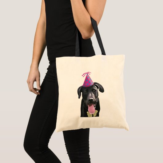 Zwarte labrador met partijPet Tote Bag (Voorkant (product))