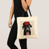 Zwarte labrador met rood Pet Tote Bag (Voorkant (product))
