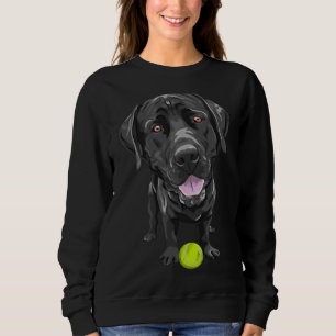 Zwarte labrador met tennisbal scoop trui
