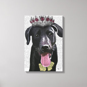 Zwarte labrador met Tiara Canvas Afdruk