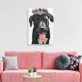 Zwarte labrador met Tiara Canvas Afdruk (Insitu (Woonkamer))