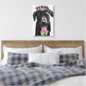 Zwarte labrador met Tiara Canvas Afdruk (Insitu (Slaapkamer))