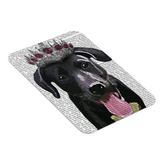 Zwarte labrador met Tiara Magneet (Rechterzijde)