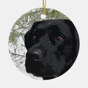 Zwarte labrador - Mousserende pijnbomen Keramisch Ornament