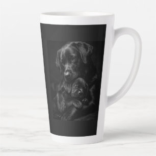 Zwarte Labrador, ouder en kind, Knuffel van liefde Latte Mok