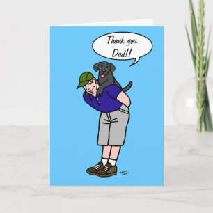 Zwarte labrador papa in het blauw kaart