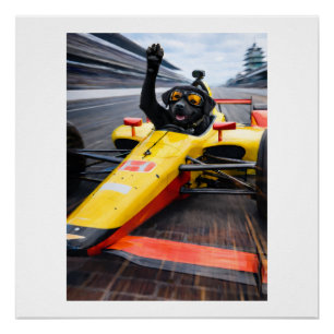 Zwarte Labrador Puppy IndyCar Victory Lap Poster Perfect Poster