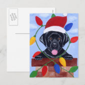 Zwarte Labrador Puppy Kerstmis Feestdagenkaart (Voorkant / Achterkant)
