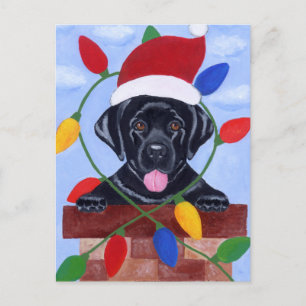 Zwarte Labrador Puppy Kerstmis Feestdagenkaart