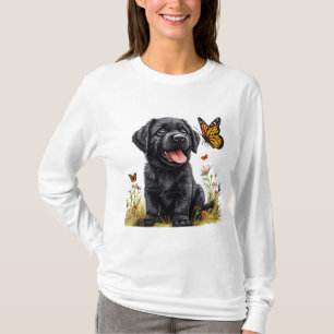 🐾 Zwarte Labrador Puppy Vlinder Mooie Hond Kunst T-shirt