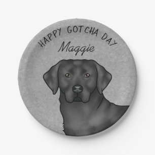 Zwarte Labrador Retriever Gefeliciteerd Adoptiedag Papieren Bordje