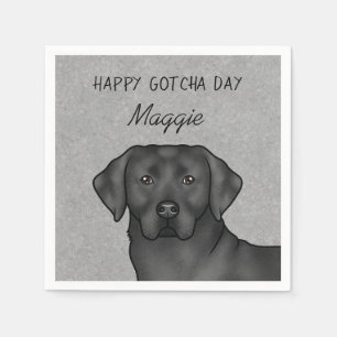 Zwarte Labrador Retriever Gefeliciteerd Adoptiedag Servet