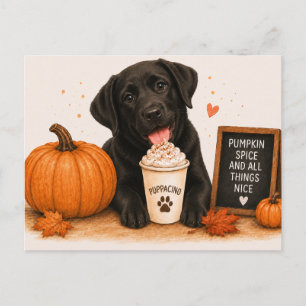 Zwarte Labrador Retriever Gezellige Pompoen Kruide Briefkaart