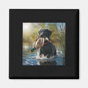 Zwarte Labrador Retriever Hond Jacht Eenden In Een Magneet