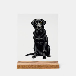 Zwarte Labrador Retriever Hond Portret Illustratie Acryl Bord