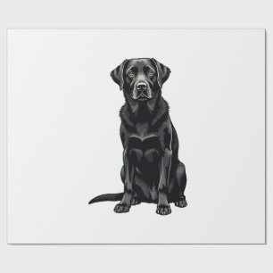 Zwarte Labrador Retriever Hond Portret Illustratie Cadeaupapier