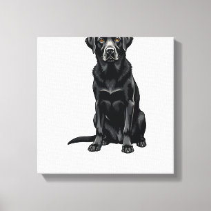 Zwarte Labrador Retriever Hond Portret Illustratie Canvas Afdruk