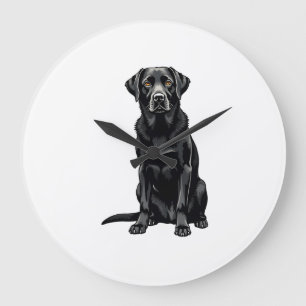 Zwarte Labrador Retriever Hond Portret Illustratie Grote Klok