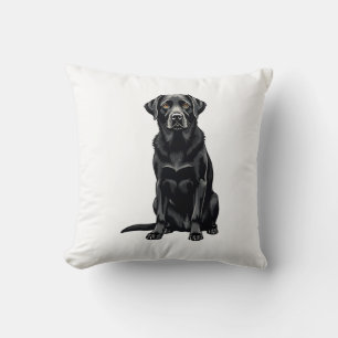 Zwarte Labrador Retriever Hond Portret Illustratie Kussen